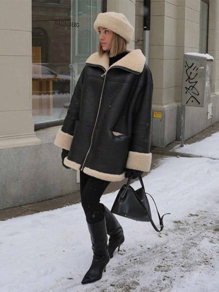 Elora – Warme Faux Fur Jas-Jacket-Jonker Mode-Zwart-M-