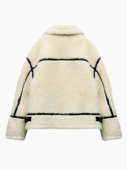 Lina – Knuffelzachte Teddyjas-Jacket-Jonker Mode-Wit-S-
