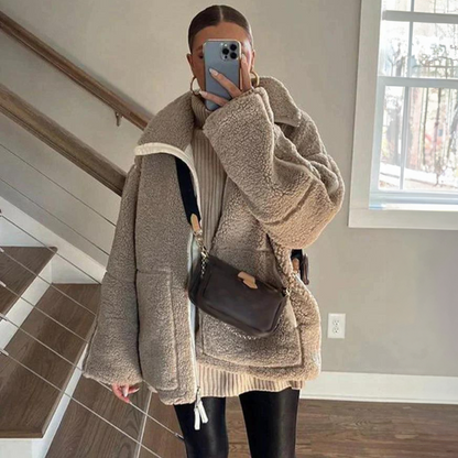 Nova – Zachte Lamsjas-Jacket-Jonker Mode-Lichtbruin-M-