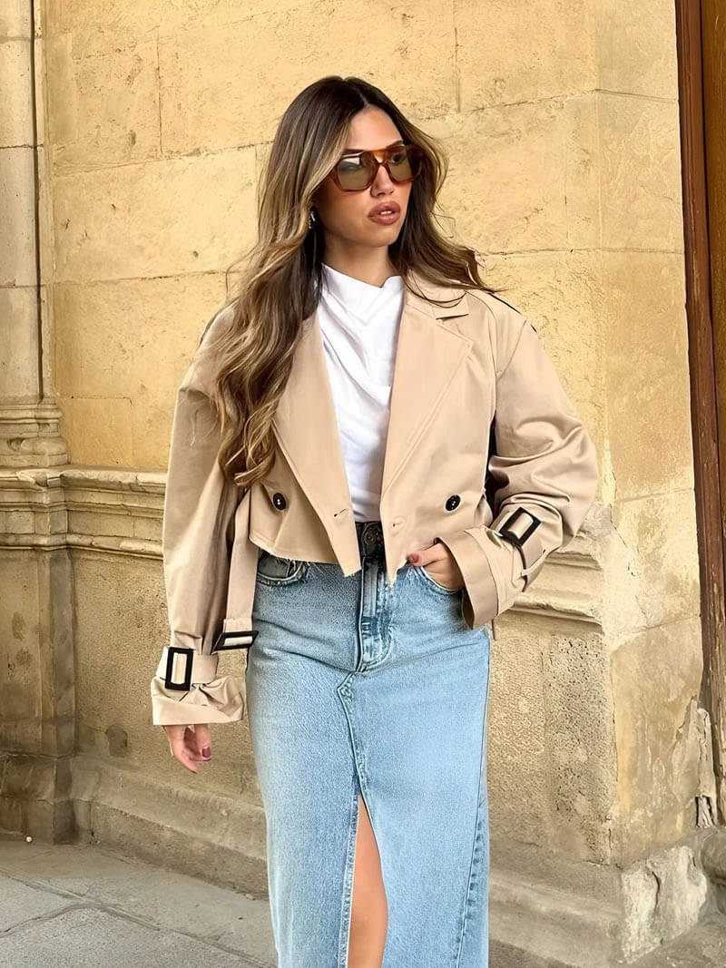 Sena – Korte Trenchcoat-Jacket-Jonker Mode-Beige-M/10-